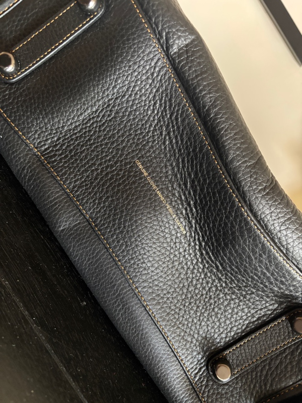 Coach Black Pebbled Leather Satchel with Tan Interior - Picture 5 of 5